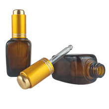 30ml amber color glass serum square dropper bottle